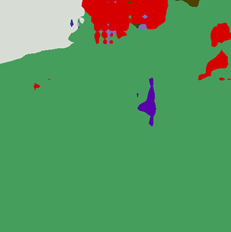 An AI segmented Artwork: A trans masculine gender-nonconforming person and a transfeminine non-binary person sleeping together in bed