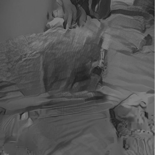 A new AI generated caption: A person laying in bed with a laptop.