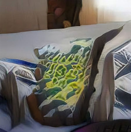 An AI generated artwork: A person laying in bed with a laptop.