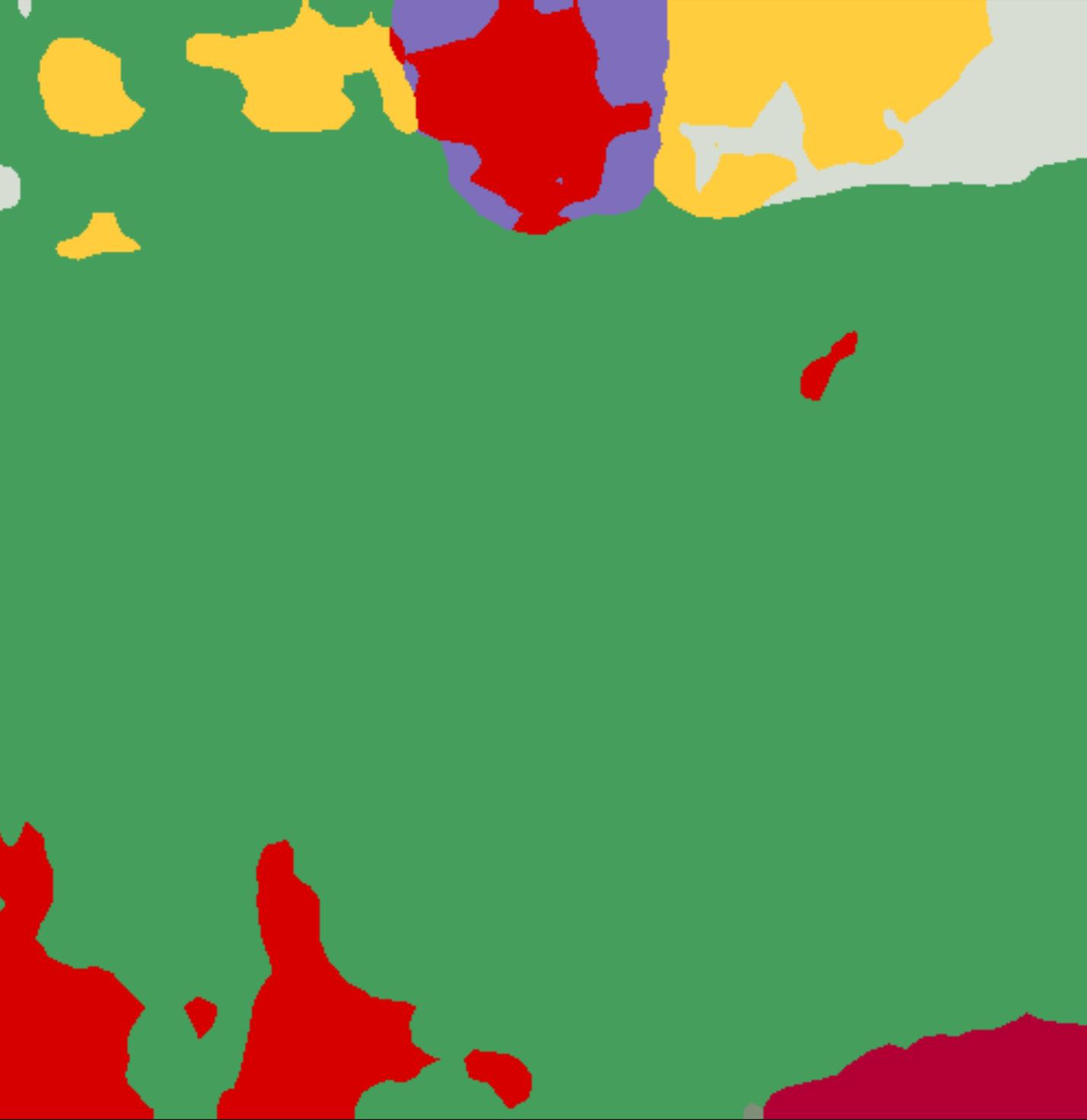 An AI segmented artwork: A person laying in bed with a laptop.