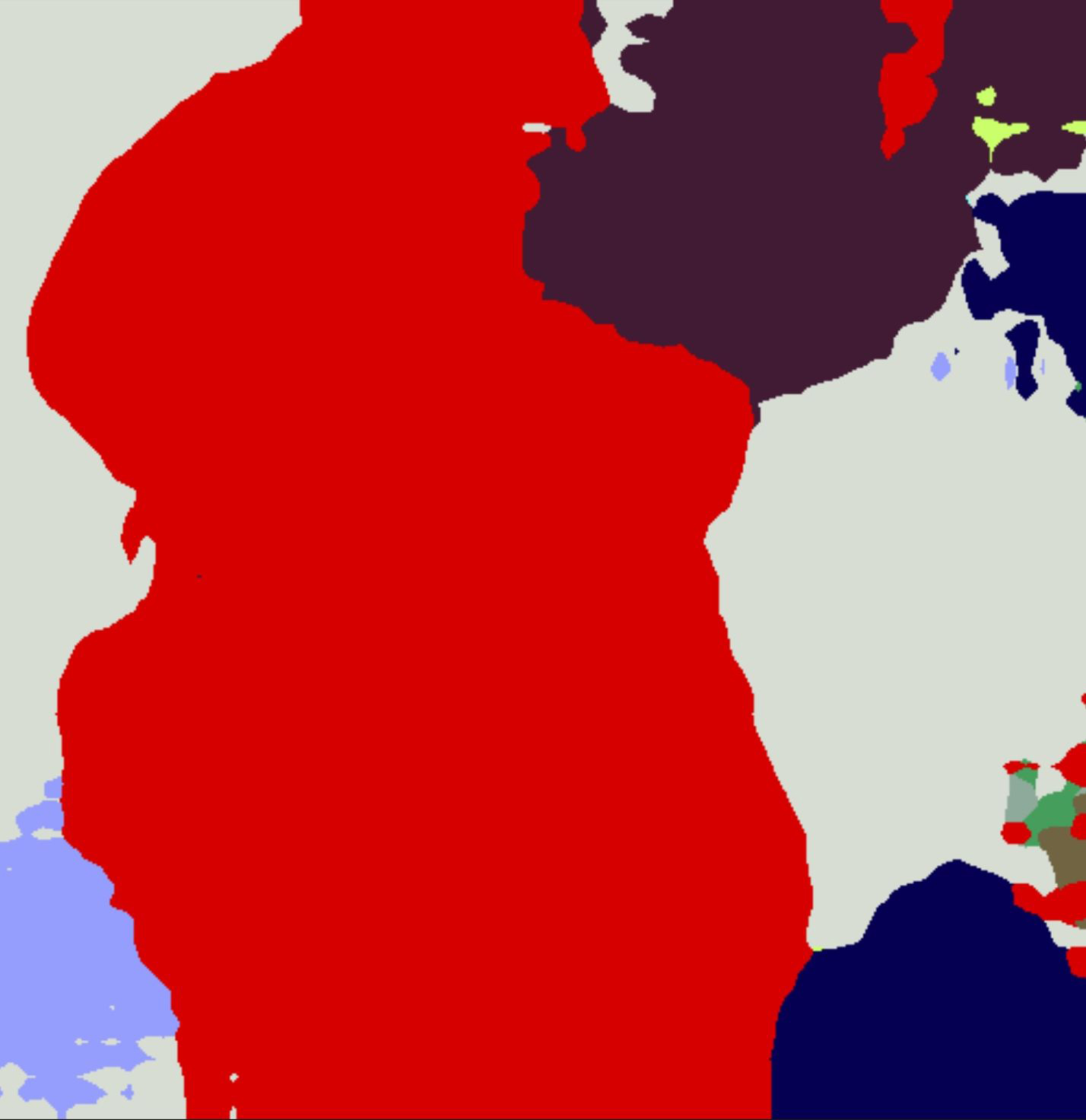 An AI segmented Artwork: A masculine looking person looking out into the sunset.