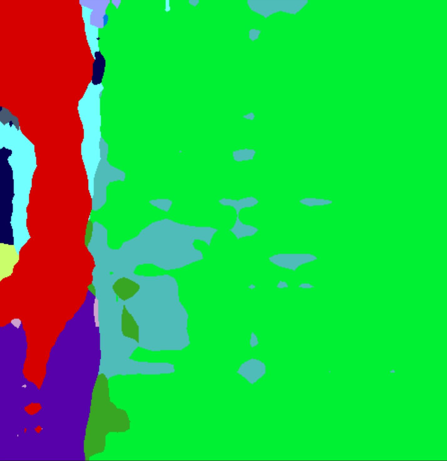 An AI segmented artwork: A man is taking a picture of himself in the water.