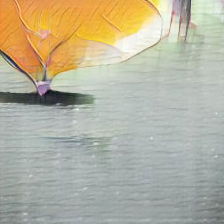 An AI generated artwork: A person is holding an umbrella in the rain.