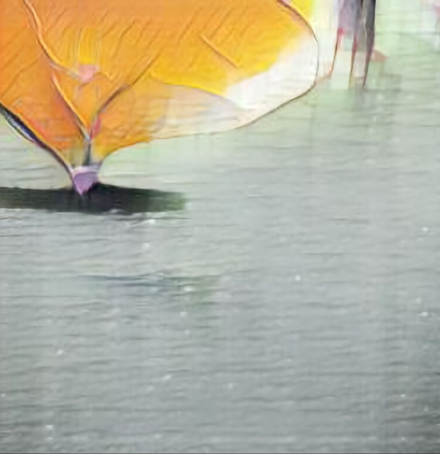 An AI generated artwork: A person is holding an umbrella in the rain.