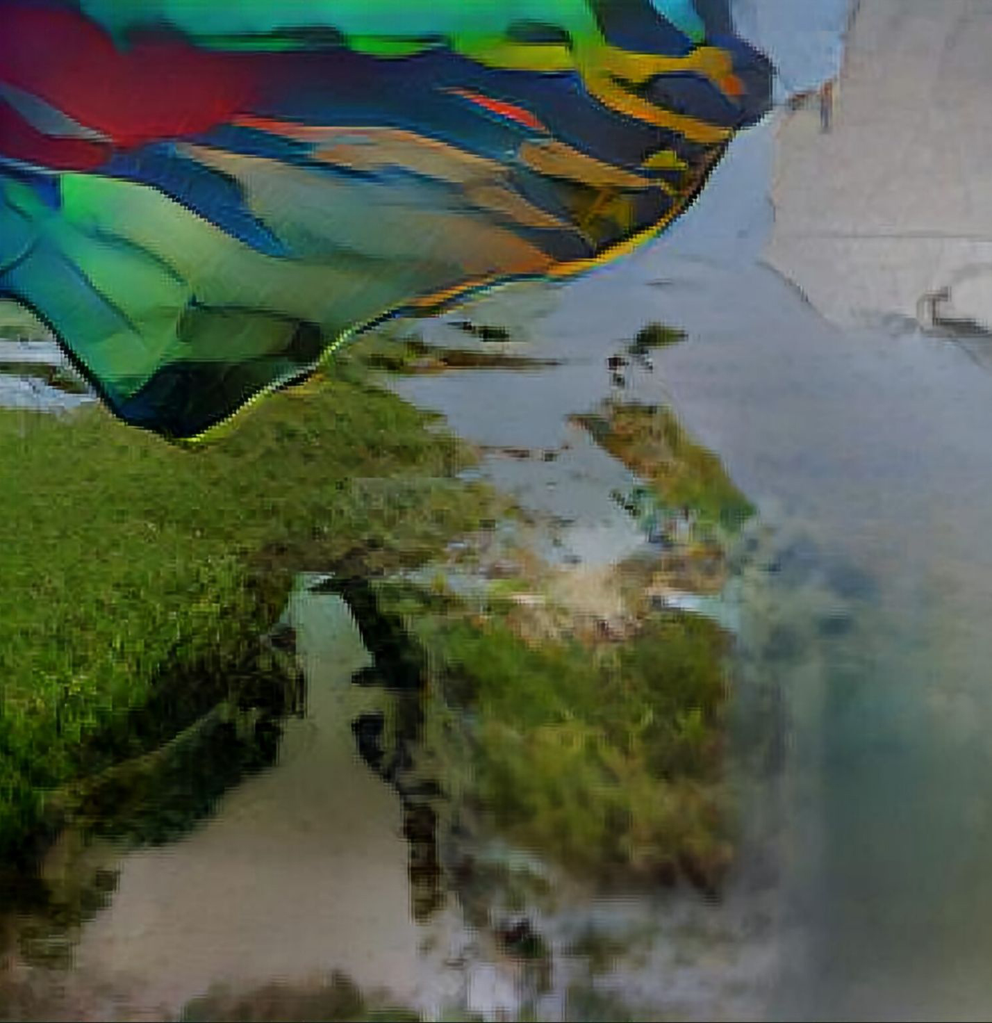 An AI generated artwork: A person is holding an umbrella in the rain.