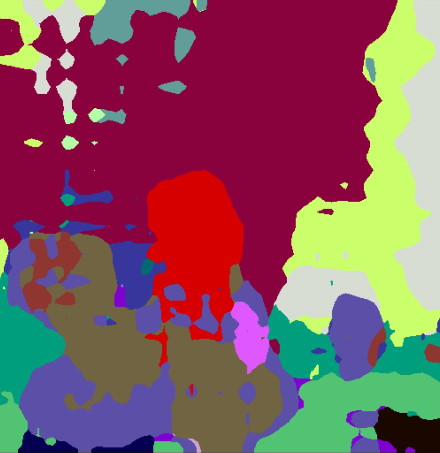 An AI segmented image: A young transgender woman is looking in the mirror.