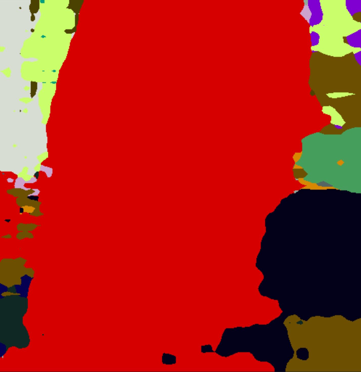 an AI segmented image: A young girl is holding a teddy bear.